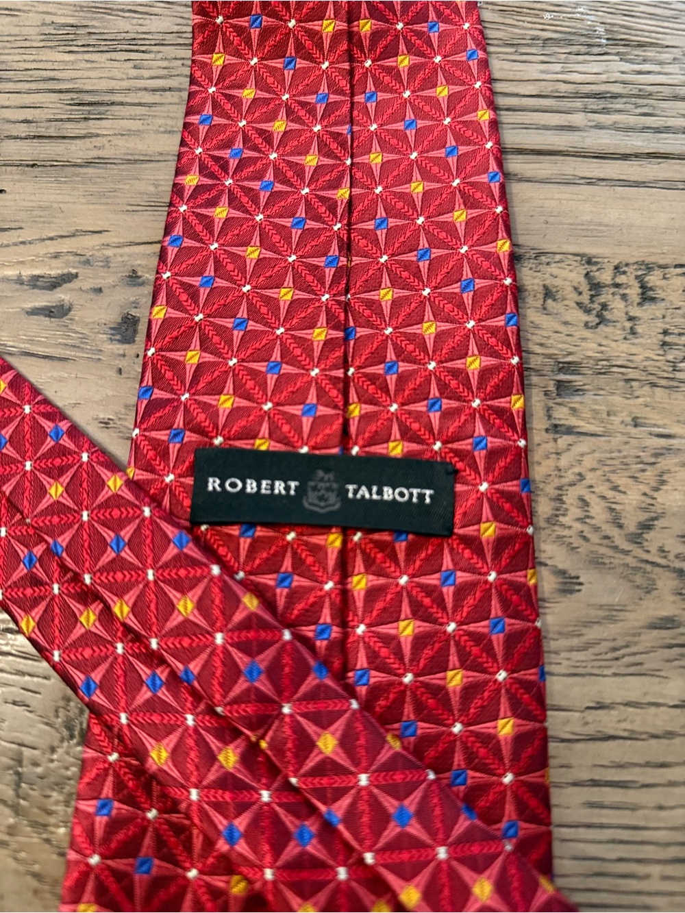 Robert Talbott Red Geometric Pattern Kids Tie